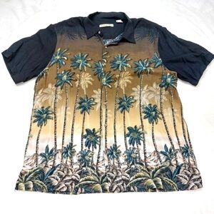 BATIK BAY MEN'S BLACK 100% RAYON TROPICAL HAWAIIAN BUTTON DOWN SHIRT SIZE XL